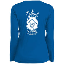 Charger l&#39;image dans la galerie, Riding Dirty Apparel | 1788 Ladies&#39; Moisture-Wicking Long Sleeve V-Neck Tee | Women&#39;s Biker T-Shirts
