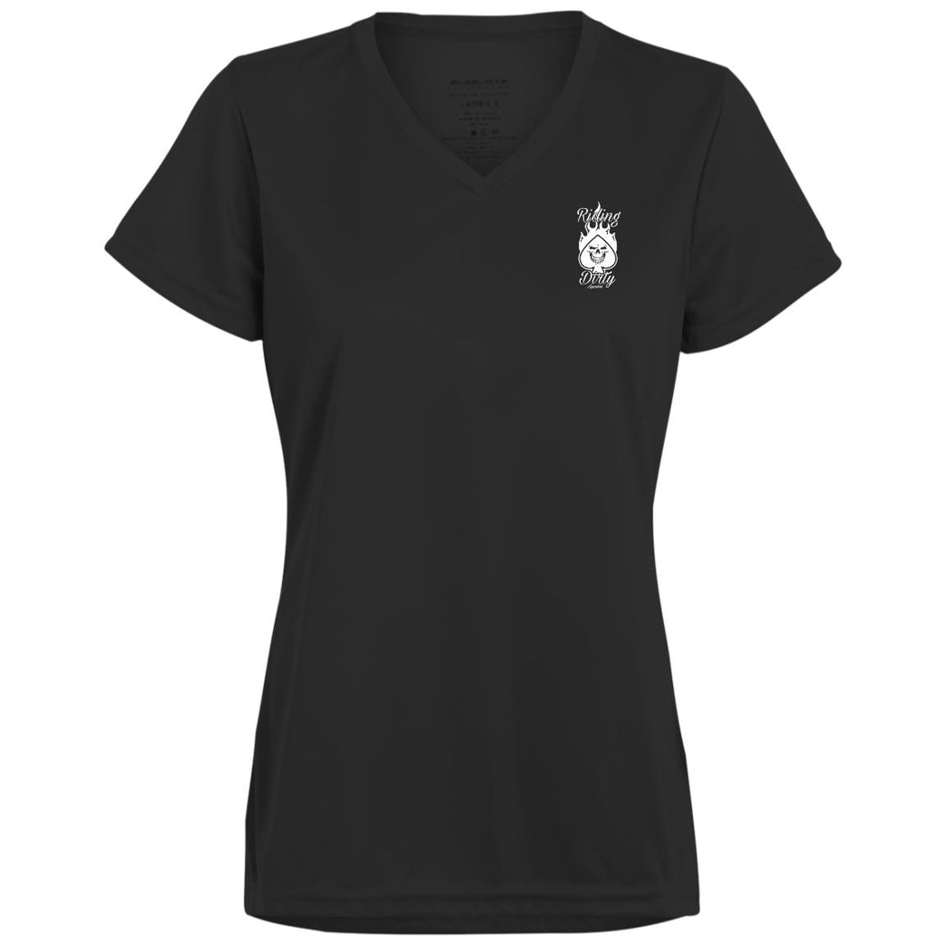 Ghost Girl | 1790 Ladies’ Moisture-Wicking V-Neck Tee | Women's Biker T-Shirts (White)