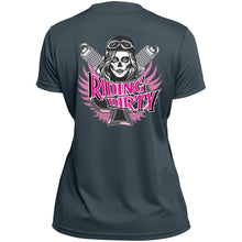 Load image into Gallery viewer, Ghost Girl | 1790 Ladies’ Moisture-Wicking V-Neck Tee | Women&#39;s Biker T-Shirts (Black)
