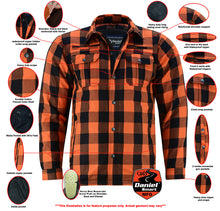 Cargar imagen en el visor de la galería, Riding Dirty Apparel  DS4675 Armored Flannel Shirt - Orange  Unisex Flannel Shirt
