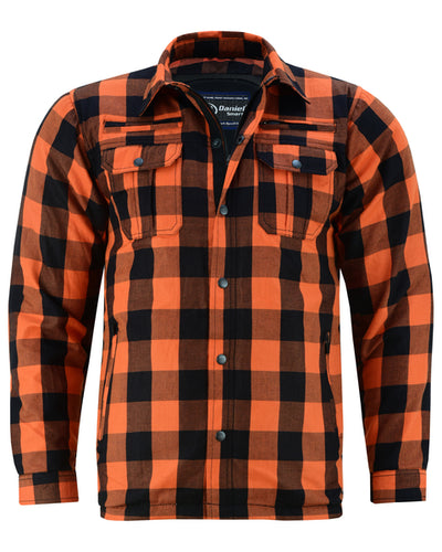 Riding Dirty Apparel  DS4675 Armored Flannel Shirt - Orange  Unisex Flannel Shirt