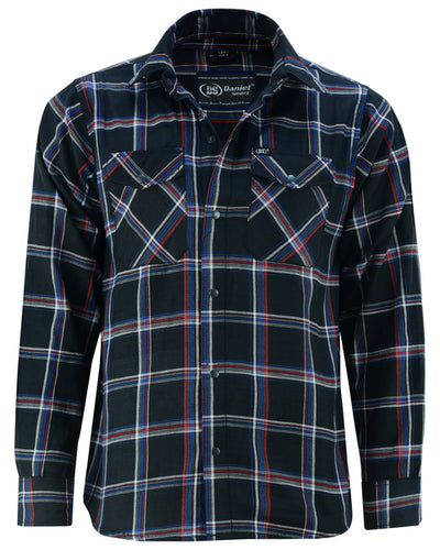 Riding Dirty Apparel  DS4680 Flannel Shirt - Black, Red and Blue  Unisex Flannel Shirt
