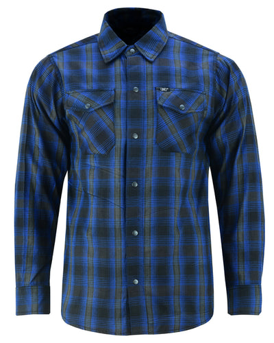 Riding Dirty Apparel  DS4681 Flannel Shirt - Daze Blue and Black  Unisex Flannel Shirt