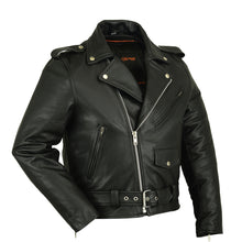Cargar imagen en el visor de la galería, DS730 Men&#39;s Classic Plain Side Police Style M/C Jacket
