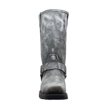 Lade das Bild in den Galerie-Viewer, 1442SBKM Men&#39;s Harness Zipper Boots Black Stonewash Leather
