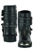 Cargar imagen en el visor de la galería, DS9767 Women&#39;s 9 Inch Black Triple Buckle Leather Harness Boots
