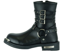 Charger l&#39;image dans la galerie, DS9767 Women&#39;s 9 Inch Black Triple Buckle Leather Harness Boots
