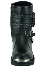 将图片加载到图库查看器，DS9767 Women&#39;s 9 Inch Black Triple Buckle Leather Harness Boots
